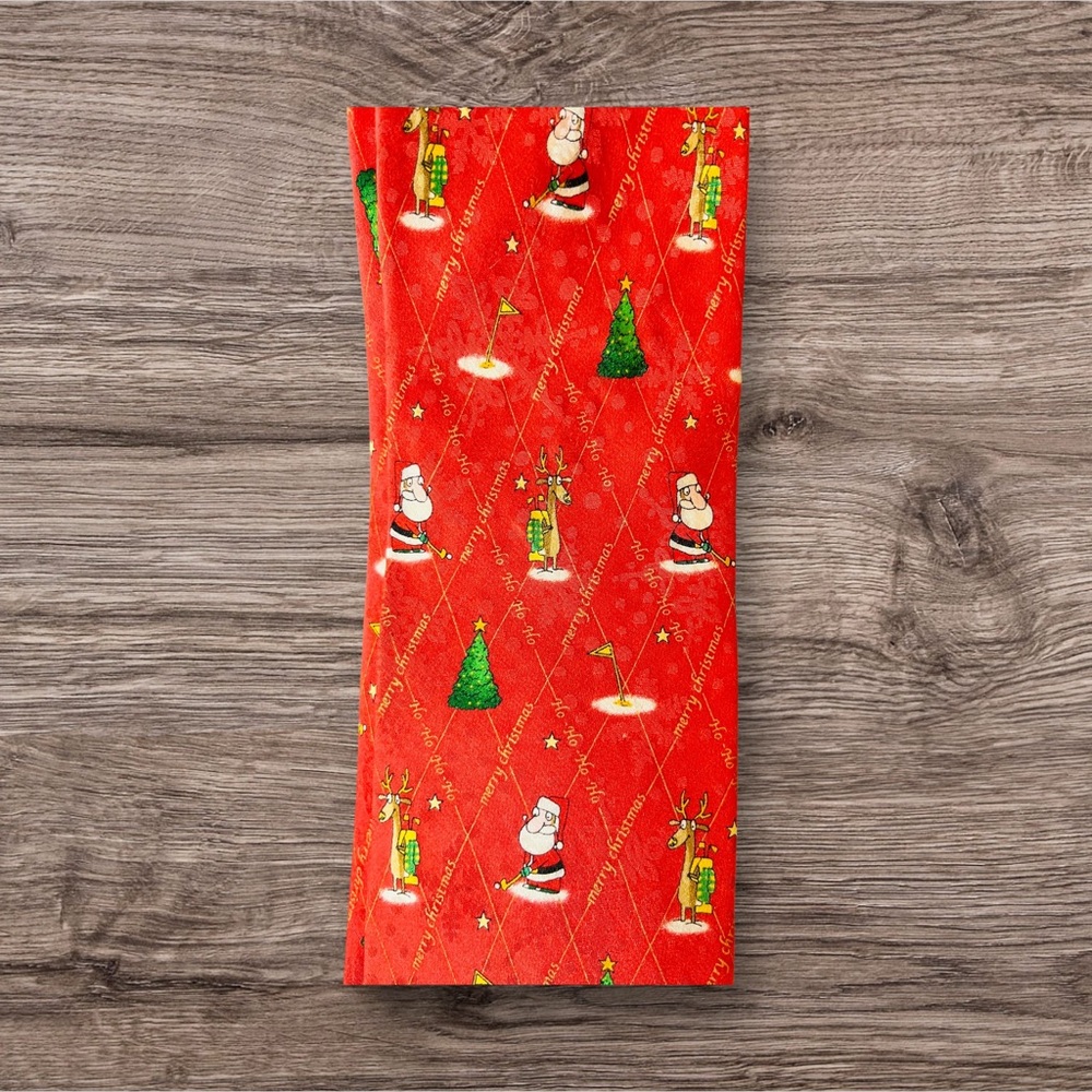 John Ashford Mens 100 % Silk Golf Santa Christmas tie